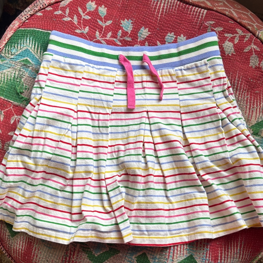 Mini Boden Multicolor Striped Skirt with Pink Accent